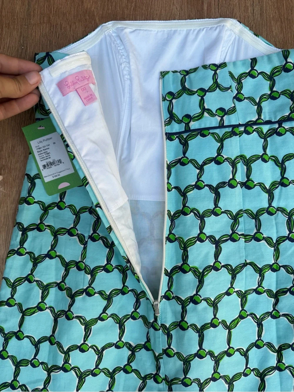 Lilly Pulitzer NWT Turquoise & Navy Knot-Print Mini Dress - Picture 6 of 6